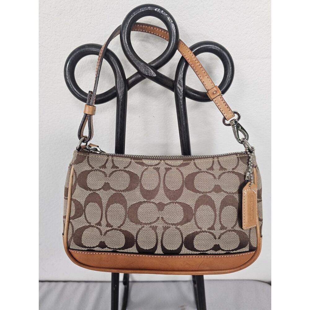 VTG Coach Pouch Mini Handbag Convertible Signature Beige 6094